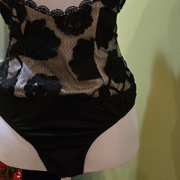 Lulu's Black and Cream Embellished Bustier Bodysuit - Picture 2 of 2